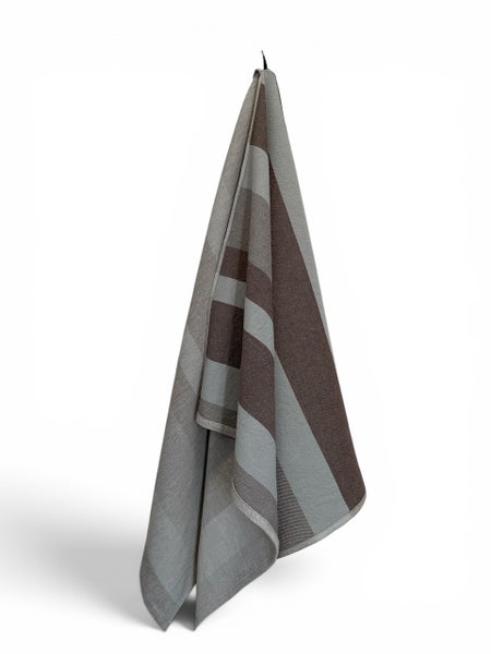 Linen bath towel, brown stripe