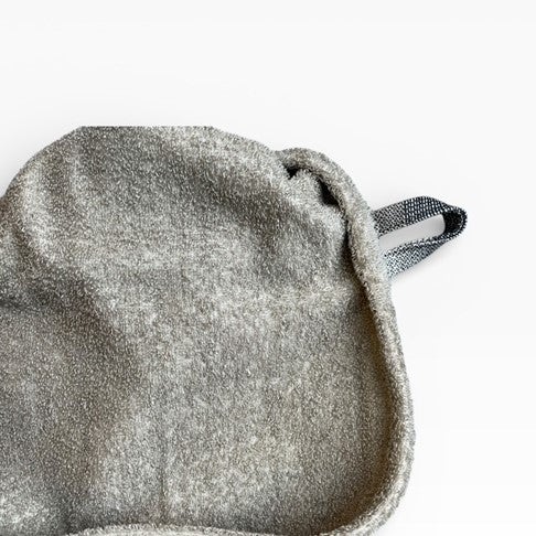 Pisa Design Linen terry towel 70x140 cm brown and grey stripes detail