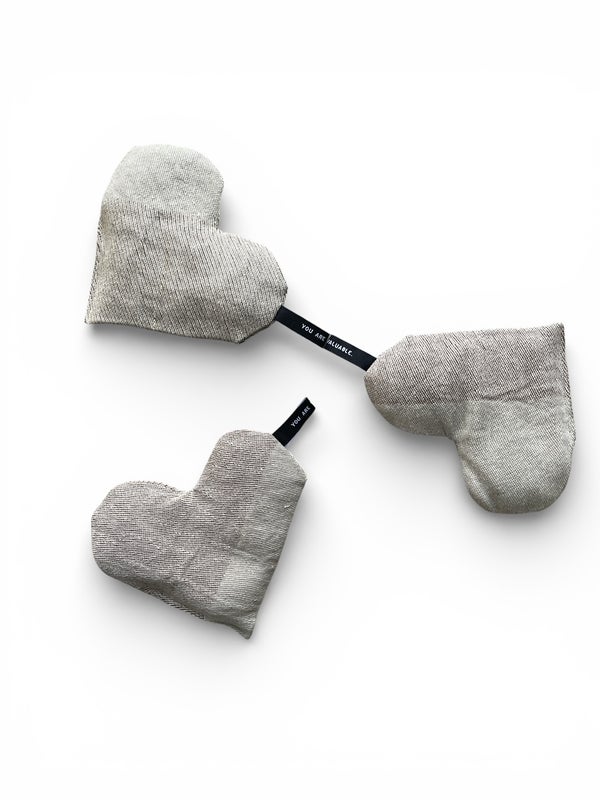 Pisa Design heart shaped heating pillow lightbrown You are Valuable